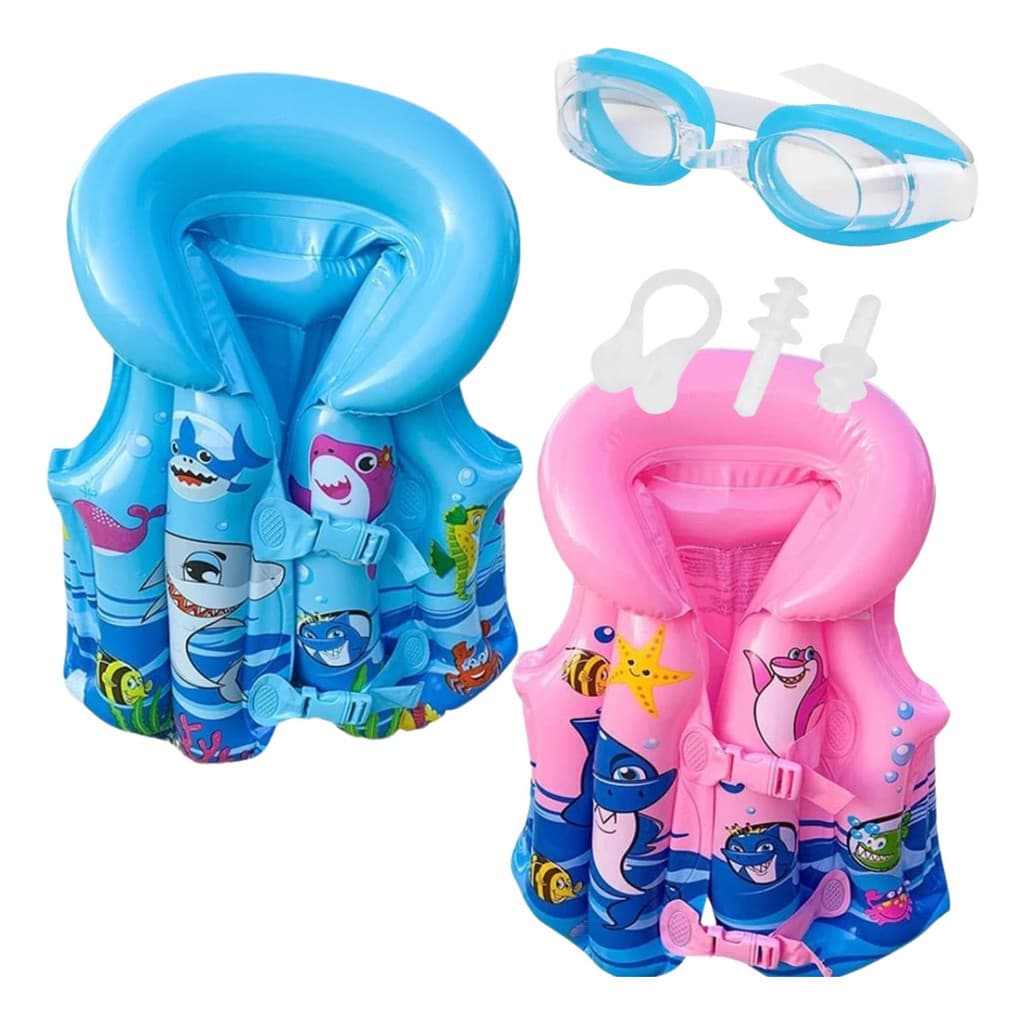 Boia Criança Colete Inflavel Piscina + Oculos Protetor Ouvido