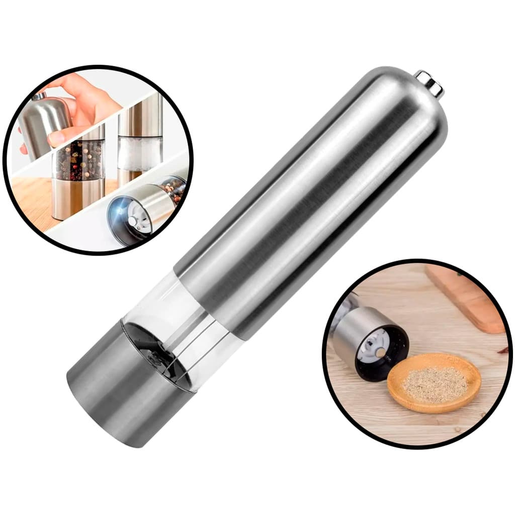 Moedor Para Temperos Triturador Manual Sal Pimenta Condimentos Especiarias Acrílico Aço Inox Clink
