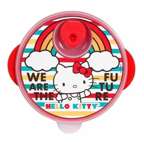 Prato com 3 Divisões, Tampa e Válvula Hello Kitty Baby Go - Vermelho