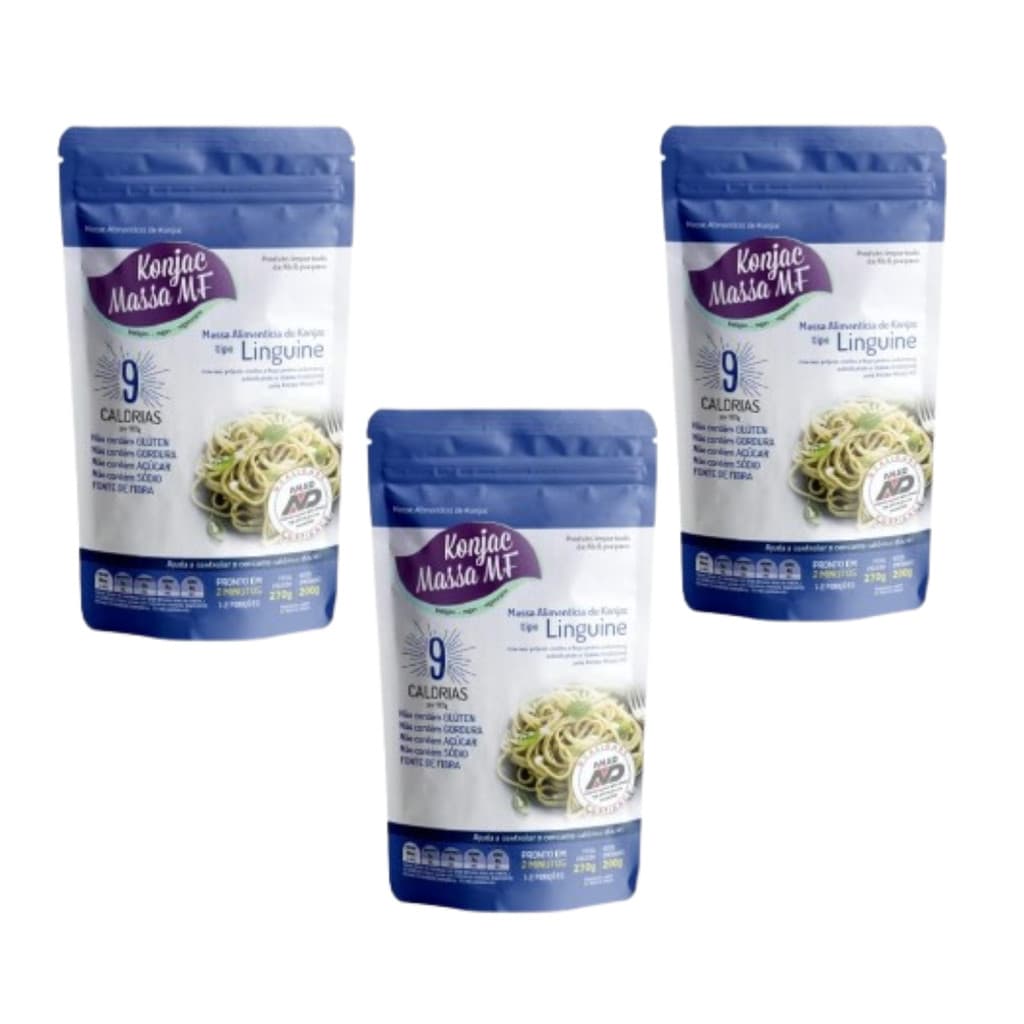 Kit 3 Macarrão Linguine Konjac Massa MF 810g Low Carb