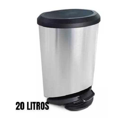 Lixeira Escritorio Cozinha Banheiro C/ Pedal 20l Plast. Cesto de Lixo Grande