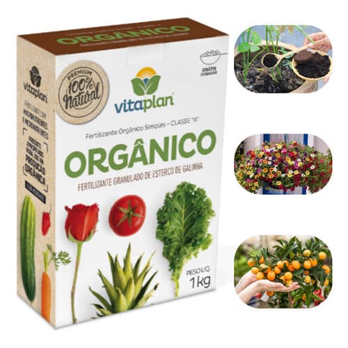 Fertilizante Adubo Orgânico Esterco De Galinha Vitaplan 1kg Para Todos Os Tipos de Plantas