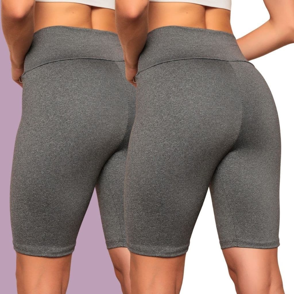 Bermuda Ciclista Zero Transparência Kit 2 Feminina Suplex Cintura Alta Academia