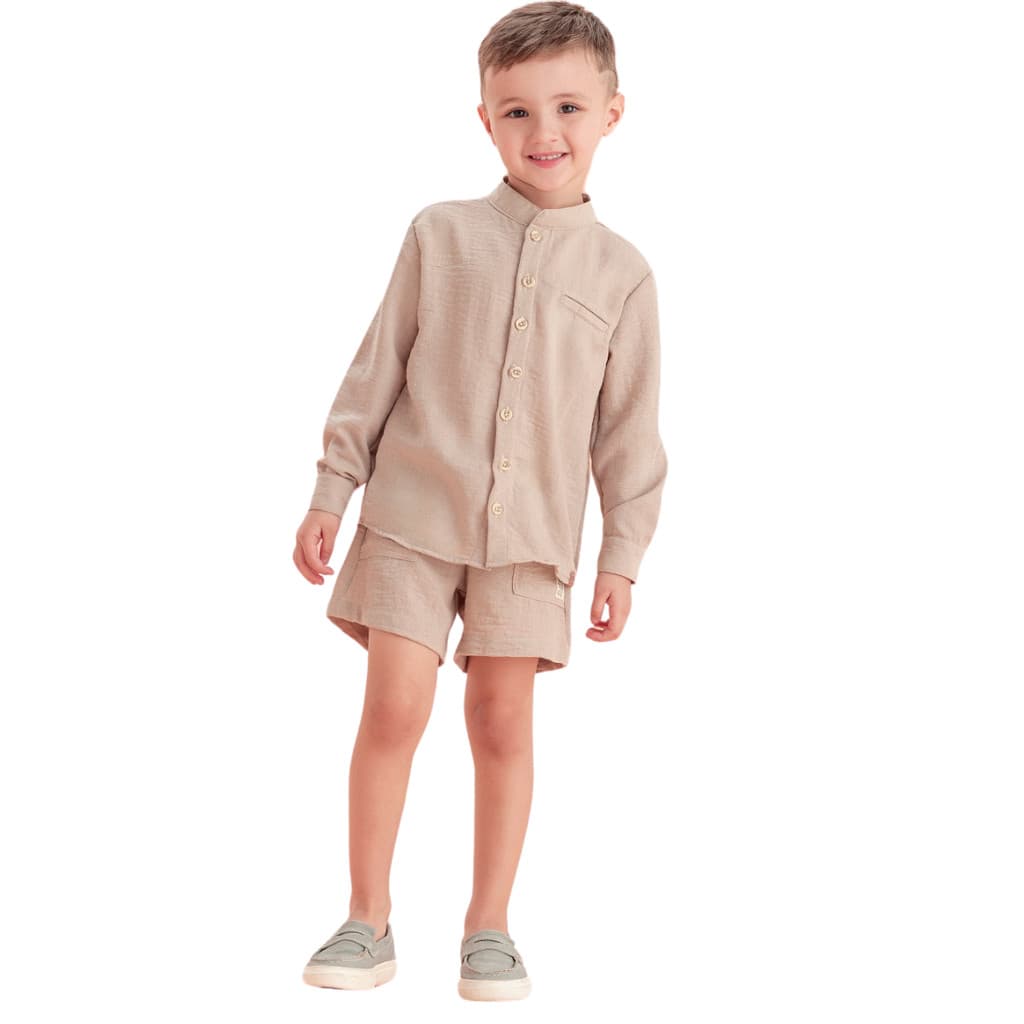 Camisa Manga Longa Com Bolso Embutido Frontal E Mantigale