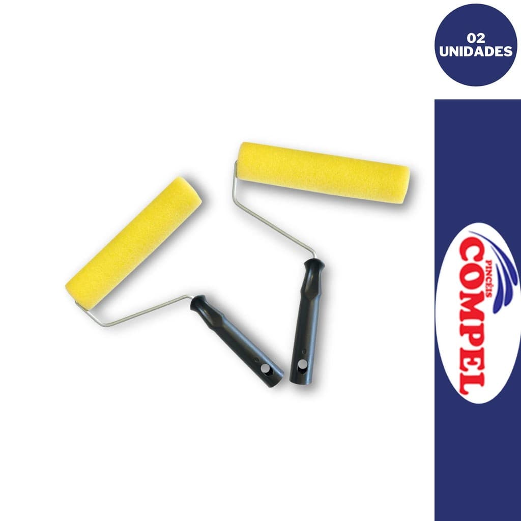 Rolo de Espuma Poliéster Amarelo Pop C/Cabo 15cm Compel 02Un