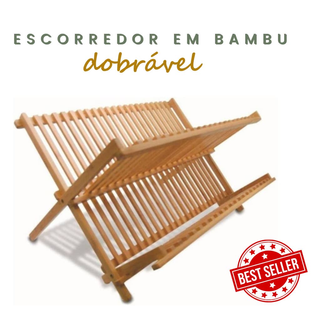 Escorredor De Pratos Em Bambu Dobrável Cozinha Organizador