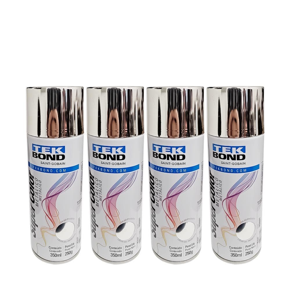 Tinta Spray Cromado Metálico Super Color (4 unidades) - TekBond