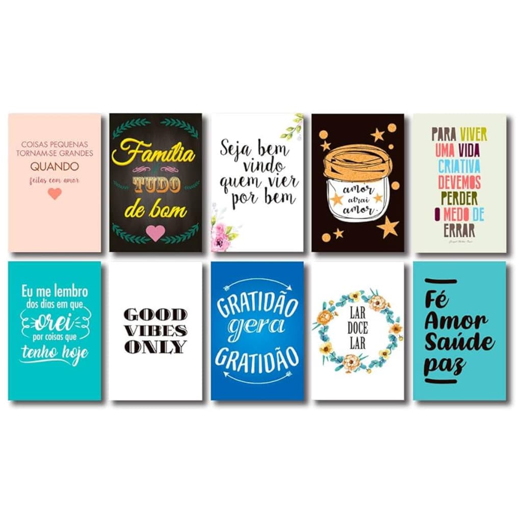 KIT 10 PLACAS DECORATIVAS SORTIDAS COM AVARIA QUADROS SALA QUARTO ESCRITÓRIO