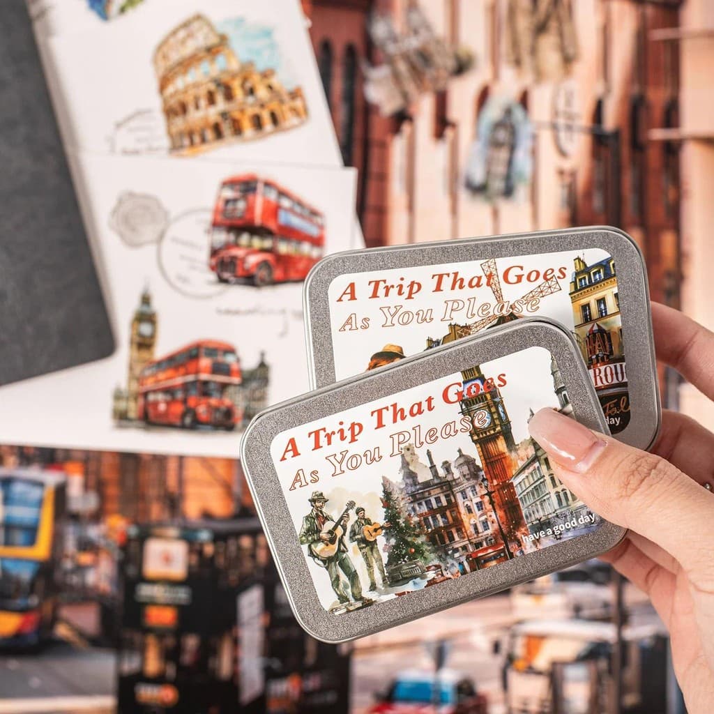 JIANWU Just Go Série De Viagem Edifício Vintage Paisagismo PET Caixa Adesivo Criativo DIY Diário Material Colagem Papela