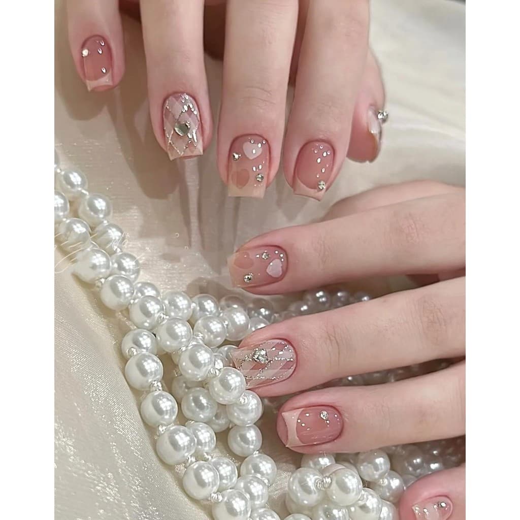 Unhas Postiças Decoradas Unhas De Gel Arte Em Unhas Xadrez Suave E Modelo Delicada