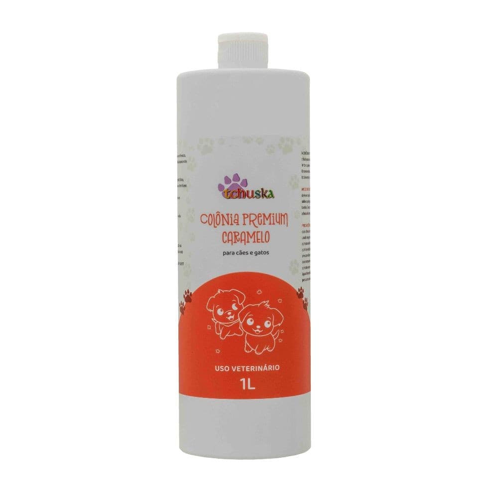 Colônia Premium Caramelo Tchuska Perfume Gourmet Duradouro para Cachorros e Gatos 1L