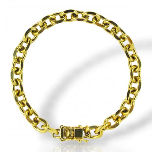 Pulseira Masculina Elos largos Aço Inox Dourado 8mm
