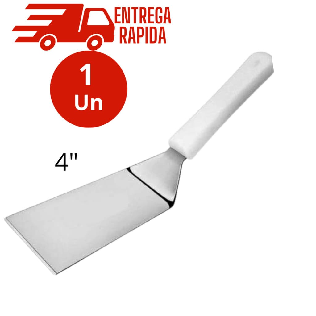 Espátula Chapeiro Profissional de Inox  Curva  4 polegadas - Cozinha Burger Churrasco 1 Pça