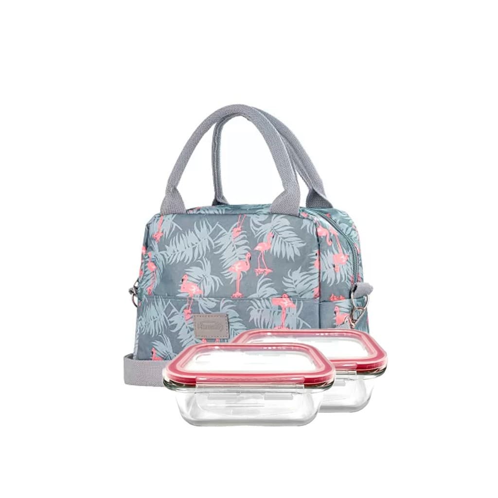 Bolsa Térmica para Marmita Pote Água Passeio com 2 Pote Vidro Pote Hermético Marmita