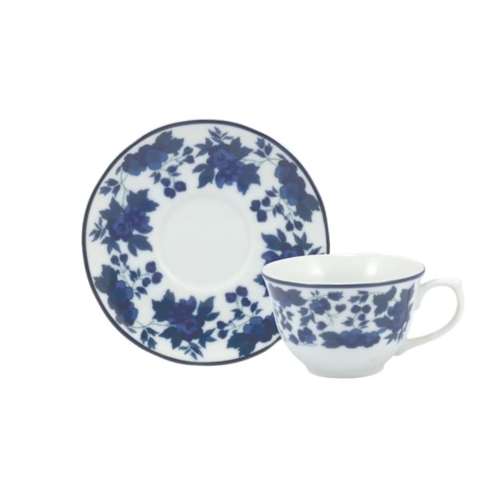 Xícara Café com Pires 90ml Porcelana Real by Schmidt - Dec. Folhagem 2354