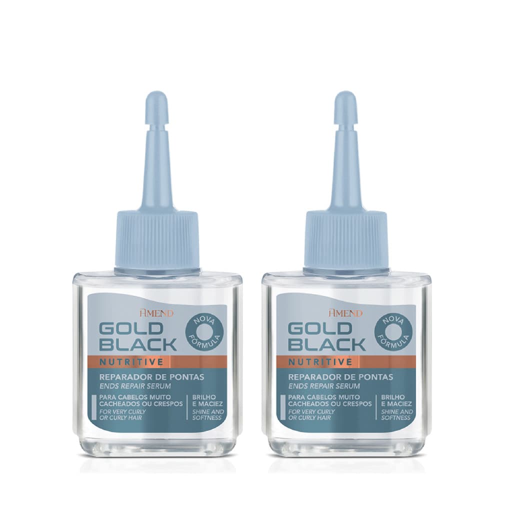 Amend Nutritive Gold Black Reparador de Pontas Brilho e Maciez 30ml Kit com 2