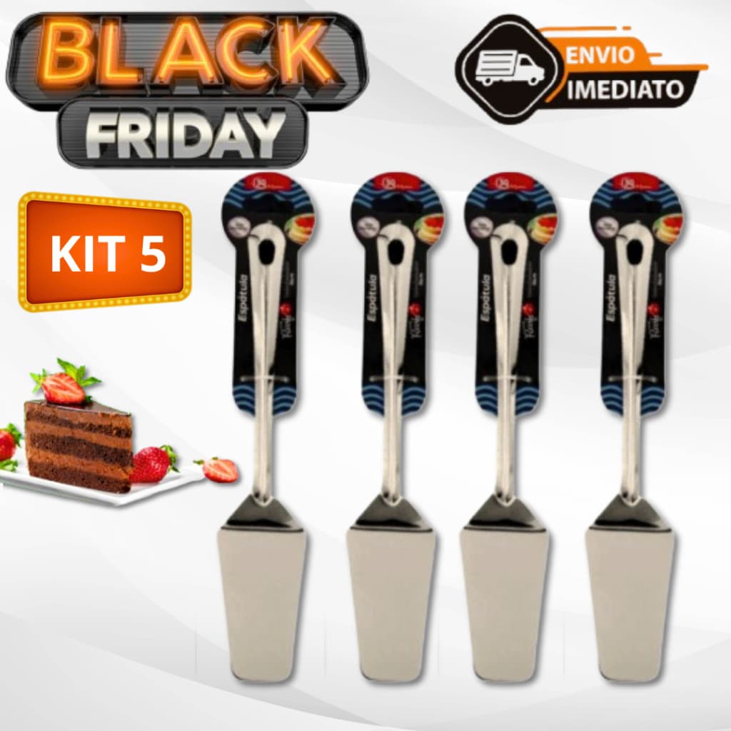 Kit 5 Espátulas Para Cortar Bolo e Torata de Aço Inox Envio Imediato