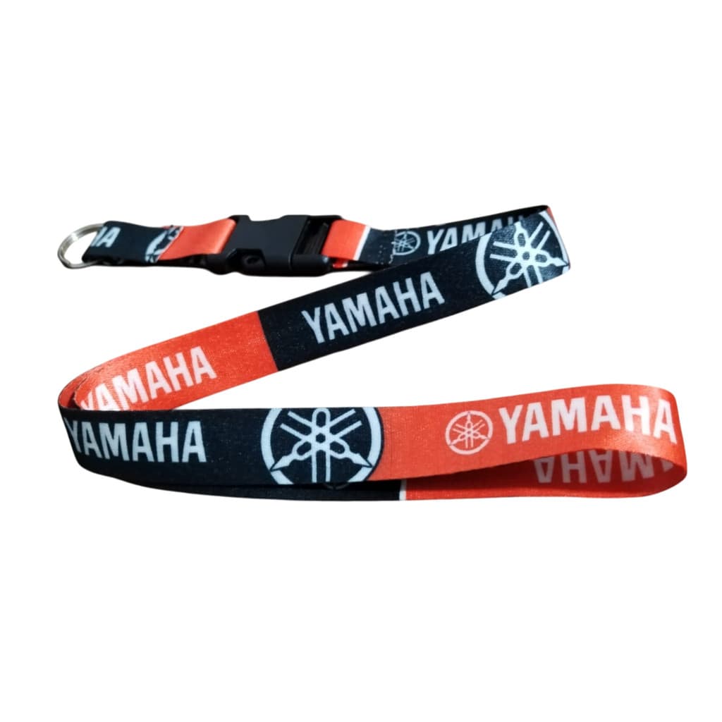 Kit 2 Cordões de Pescoço com Engate Saque Rápido YAMAHA Preto com Vermelho p/ Crachá e Chave de Moto