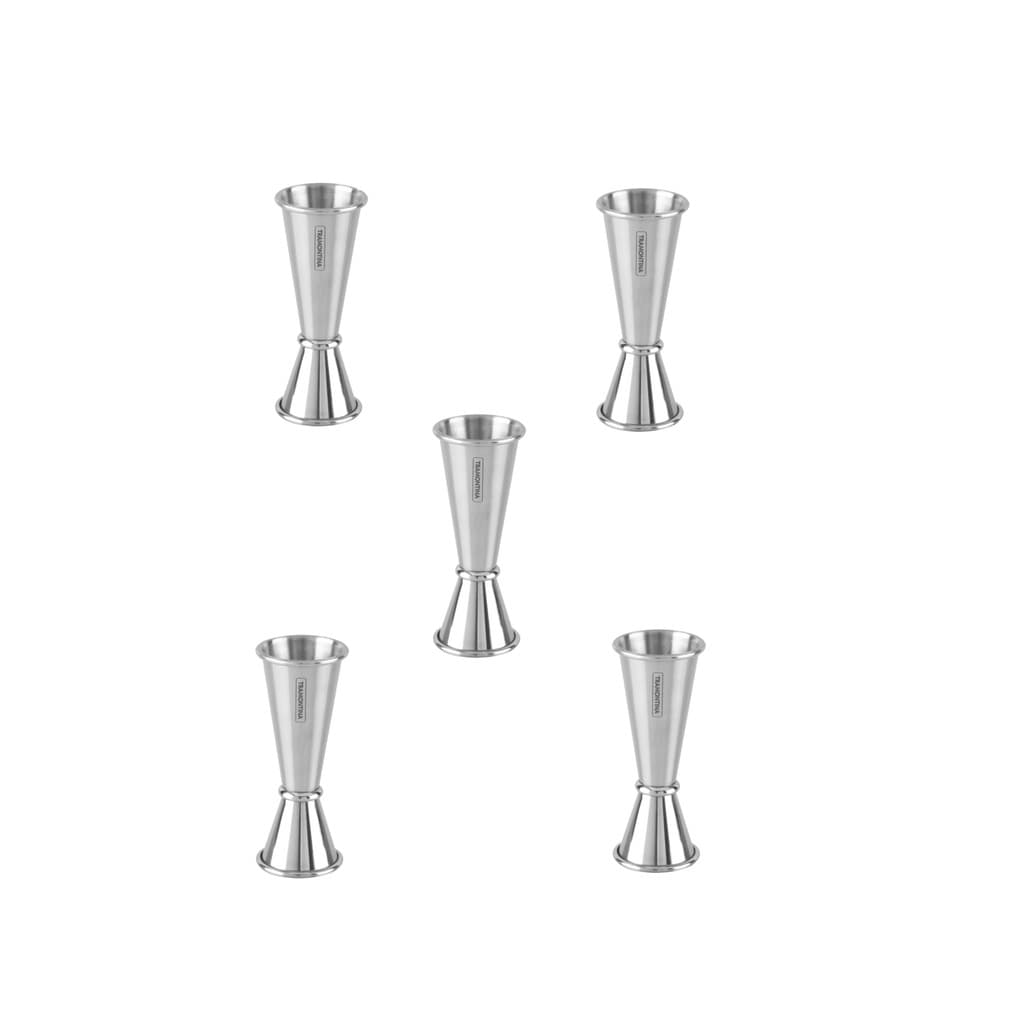 Kit 5 Dosadores Duplos Tramontina em Aço Inox 25/50ml para Drinks, Coquetéis e Bebidas