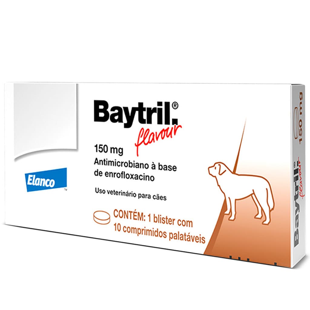 Baytril Flavour 150mg Cães E Gatos 10 Comprimidos