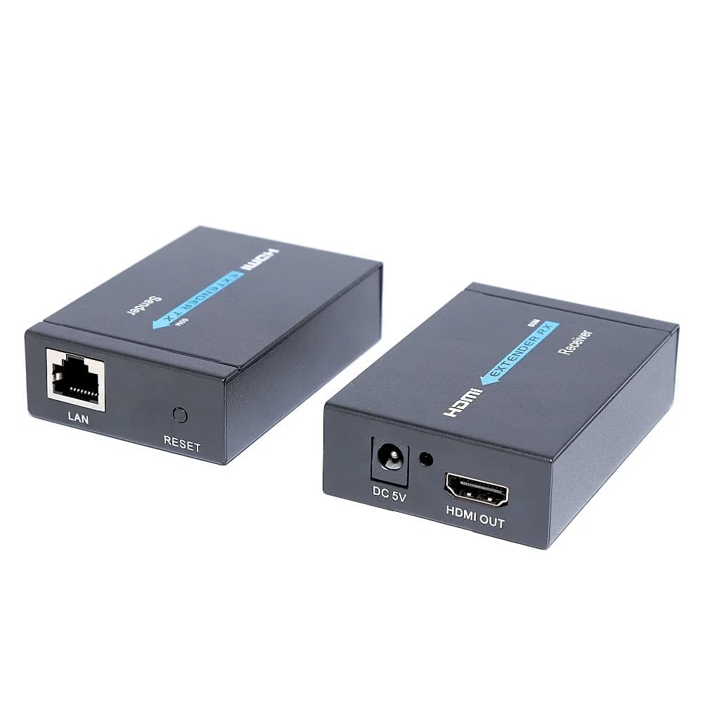 Extensor Hdmi Rj45 60 Metros Adaptador Cabo Rede Cat 6 7 COM FONTE