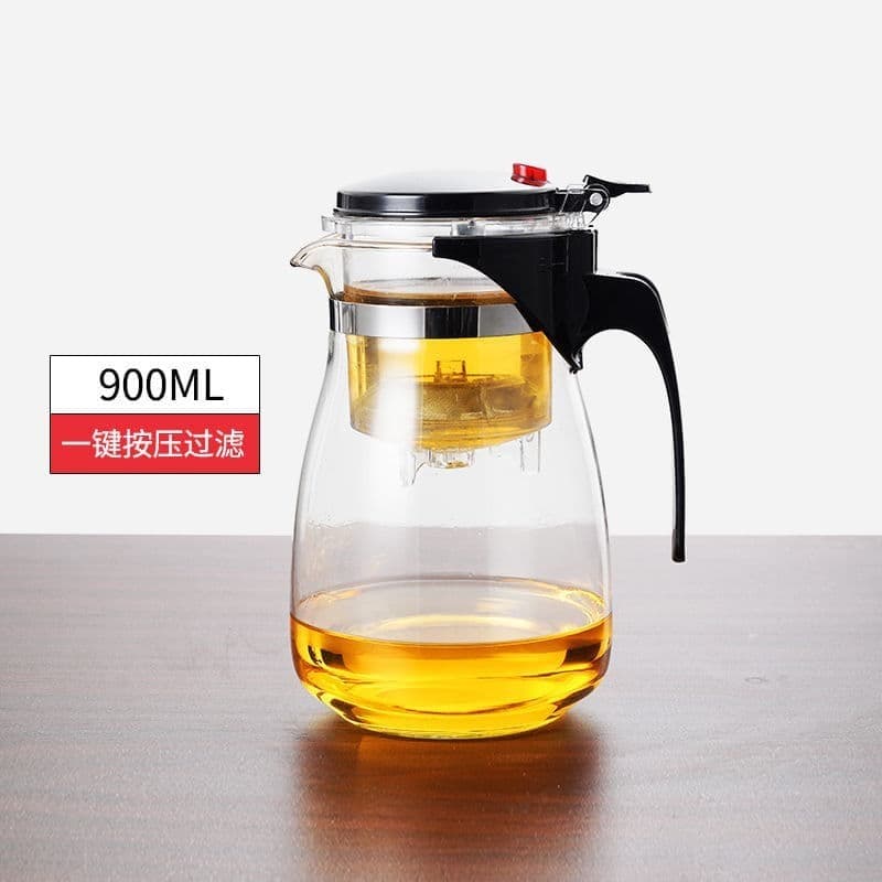 Chaleira Bule Jarra de Vidro 900ML Para Chá Com Infusor Reutilizável