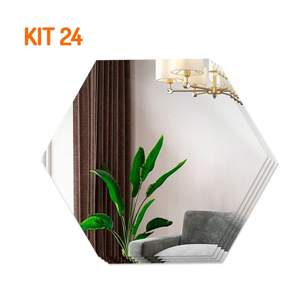 Kit 24 Espelho Adesivo Decorativo Hexágono 12x10cm Decoração Sala Quarto