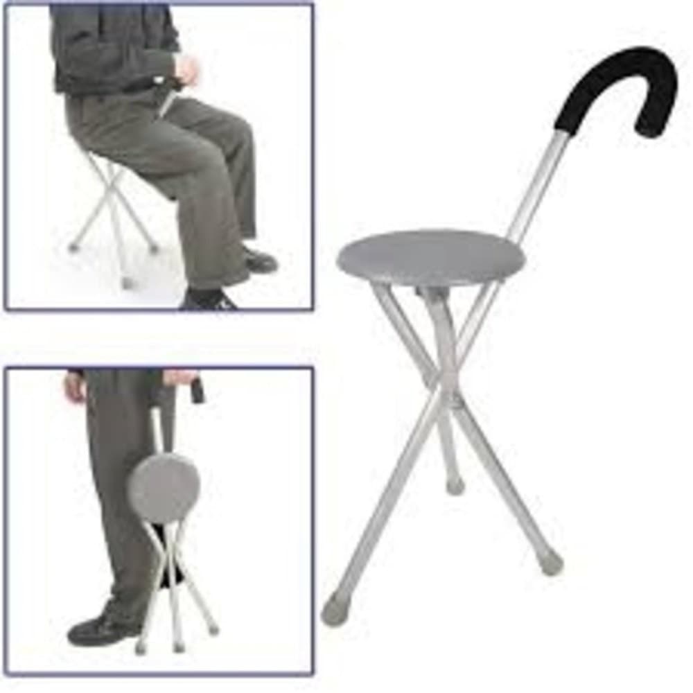 BENGALA BANCO ASSENTO ALUMINIO DOBRAVEL BASTAO BANQUETA BANQUINHO IDOSO FILA CAMINHADA