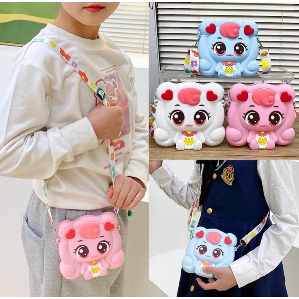 Bolsa silicone infantil com alça menina fofa