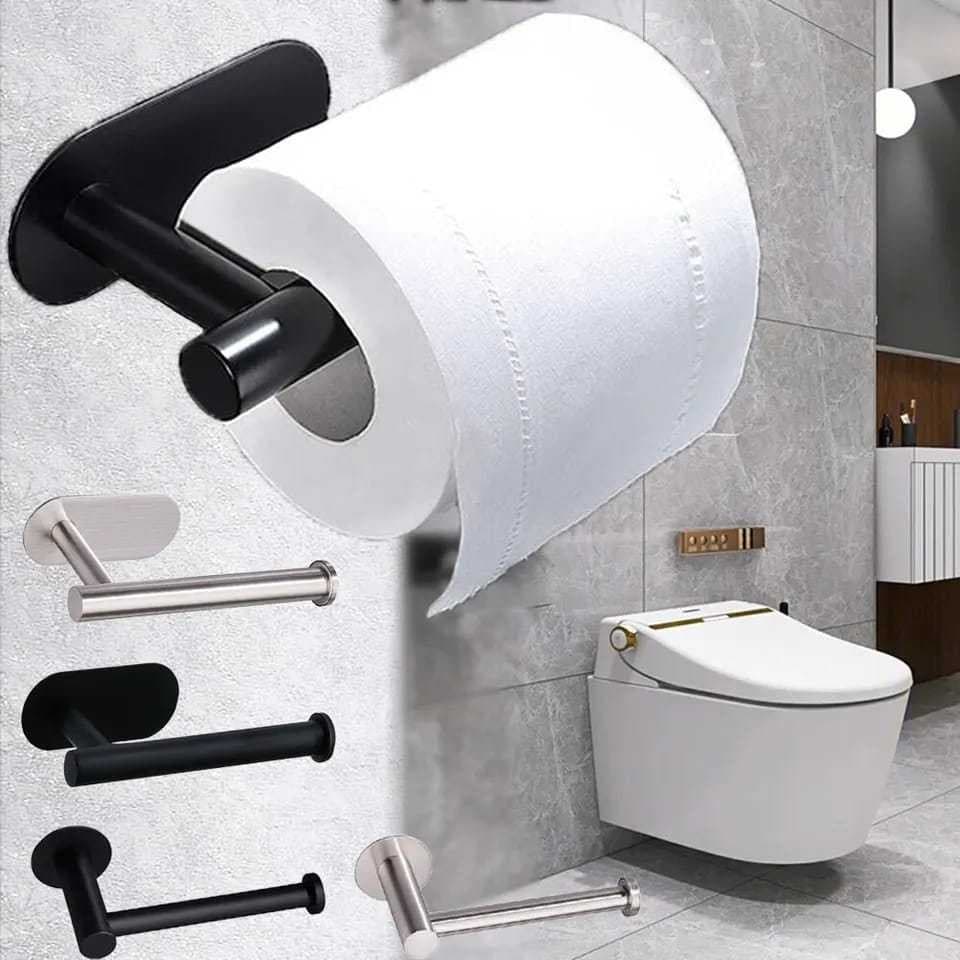 Porta Rolo Papel Higiênico Aço Inoxidável Cromado - Banheiro e Sanitário Suporte Com Auto Adesivo