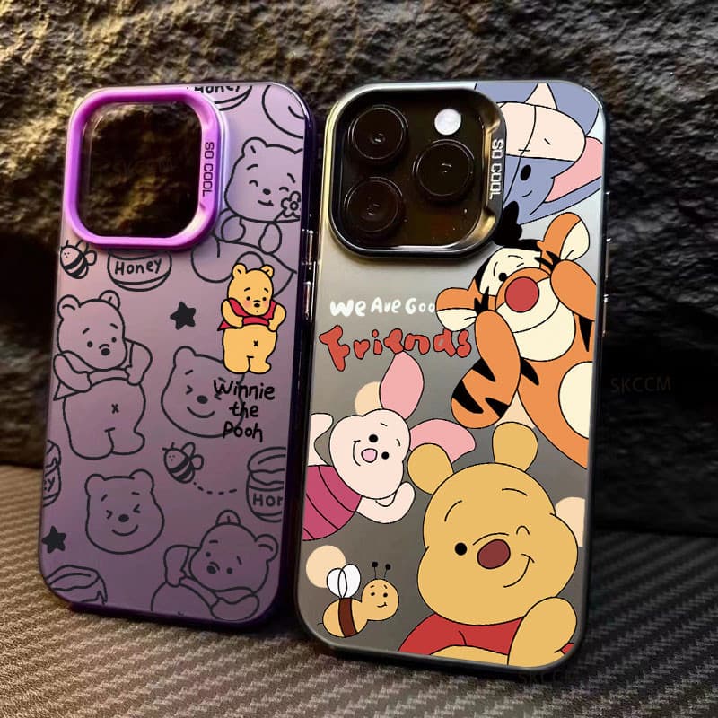 Para OPPO Reno 15F 14F 15 14 13 Pro A6 4G 5G Luxo Disney Winnie Pooh Padrão Chapeamento Caso De Telefone Pára-Choques Ca