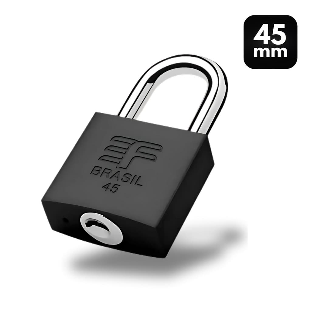 Cadeado Reforçado 45mm Preto Fosco 2 Chaves 3F Zamac Inoxidavel