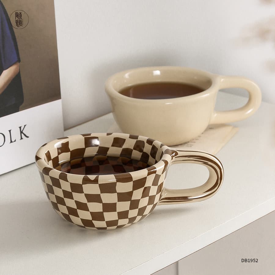 Xícara de café de cerâmica para casal estilo coreano Xícara de cerâmica Caneca de porcelana branca Copo retrô Xícara de