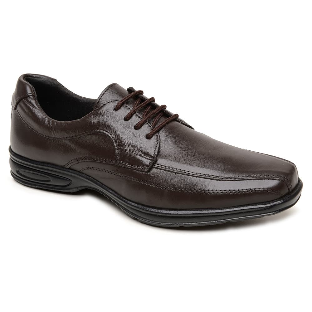 Sapato Masculino Couro Marrom Confort Reforçado Casual BR2