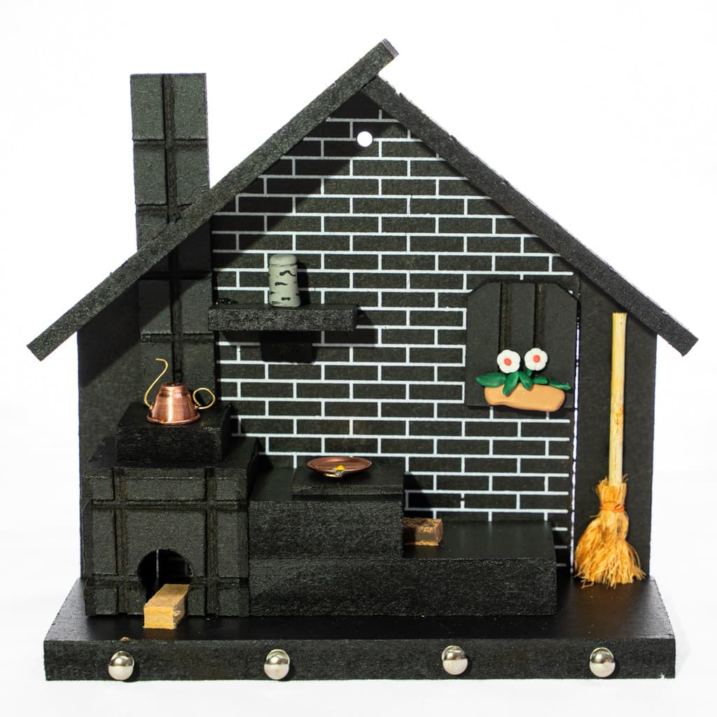Porta Chaves de Parede Casinha Mineira Artesanal G Preto