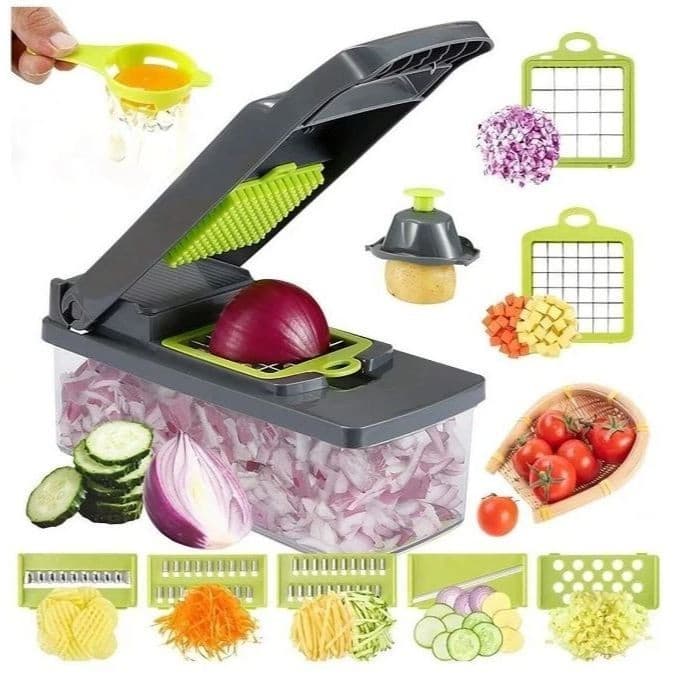Cortador Fatiador 16 em 1 Ralador Multiuso Cozinha Slicer Aço Inox Legumes Verduras Frutas Alimentos