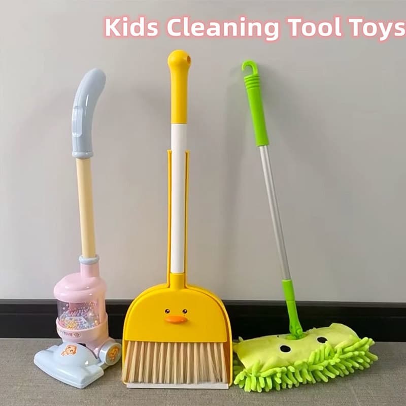 Crianças Brinquedos Fingir Jogar De Limpeza Aspirador De Pó Chão Vassoura Pá Extensível Mop Conjunto Play-house Para Men