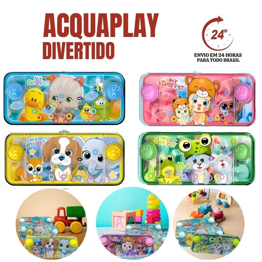 Aquaplay Jogo de Argolas Water Game De Plástico Animais My Cute Pet Infantil