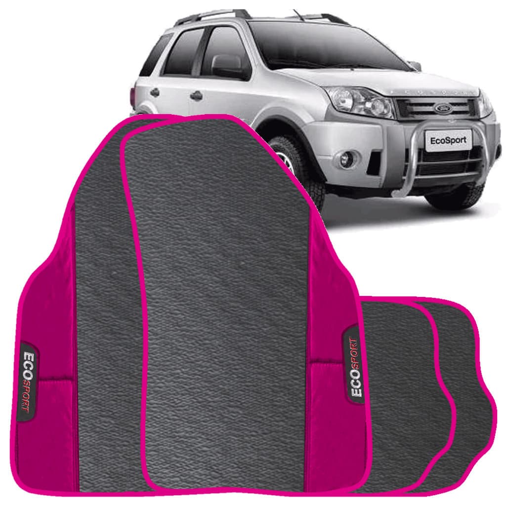 LINDO JOGO TAPETE 4 PEÇAS  AUTOMOTIVO   ROSA  ECOSPORT 2002 A 2006  EMBORRACHADO PERSONALIZADO