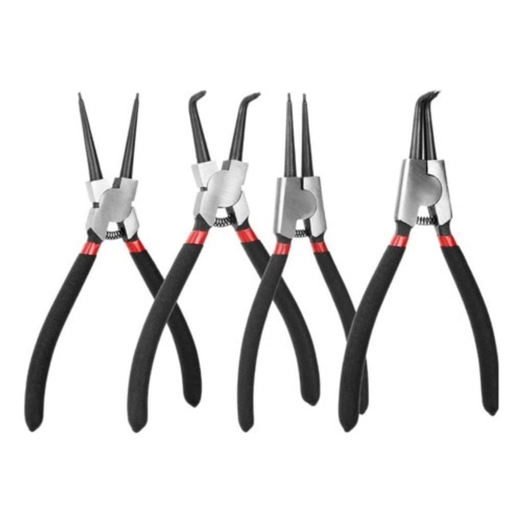 Kit Alicate Anel Interno Externo 4 Peças Bico Reto E Curvo