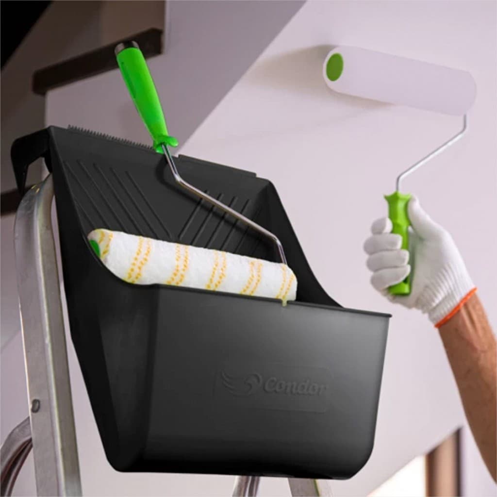 Bandeja de Pintura Plástica C/Suporte Escada Caçamba Pintura Até 3,6L Bandeja de Tinta Condor
