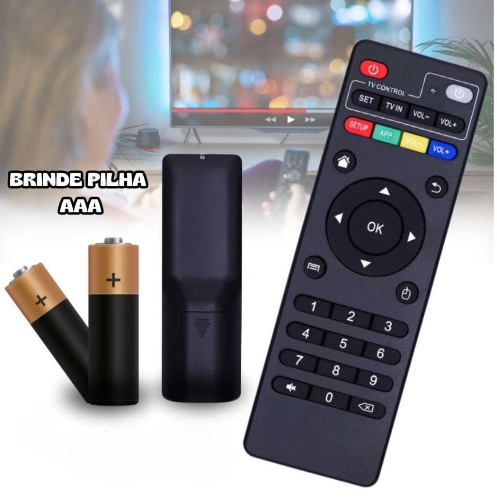 KIT Controle Remoto Universal TV Smart LED 4K Botões Inteligentes Box Completo Pilhas