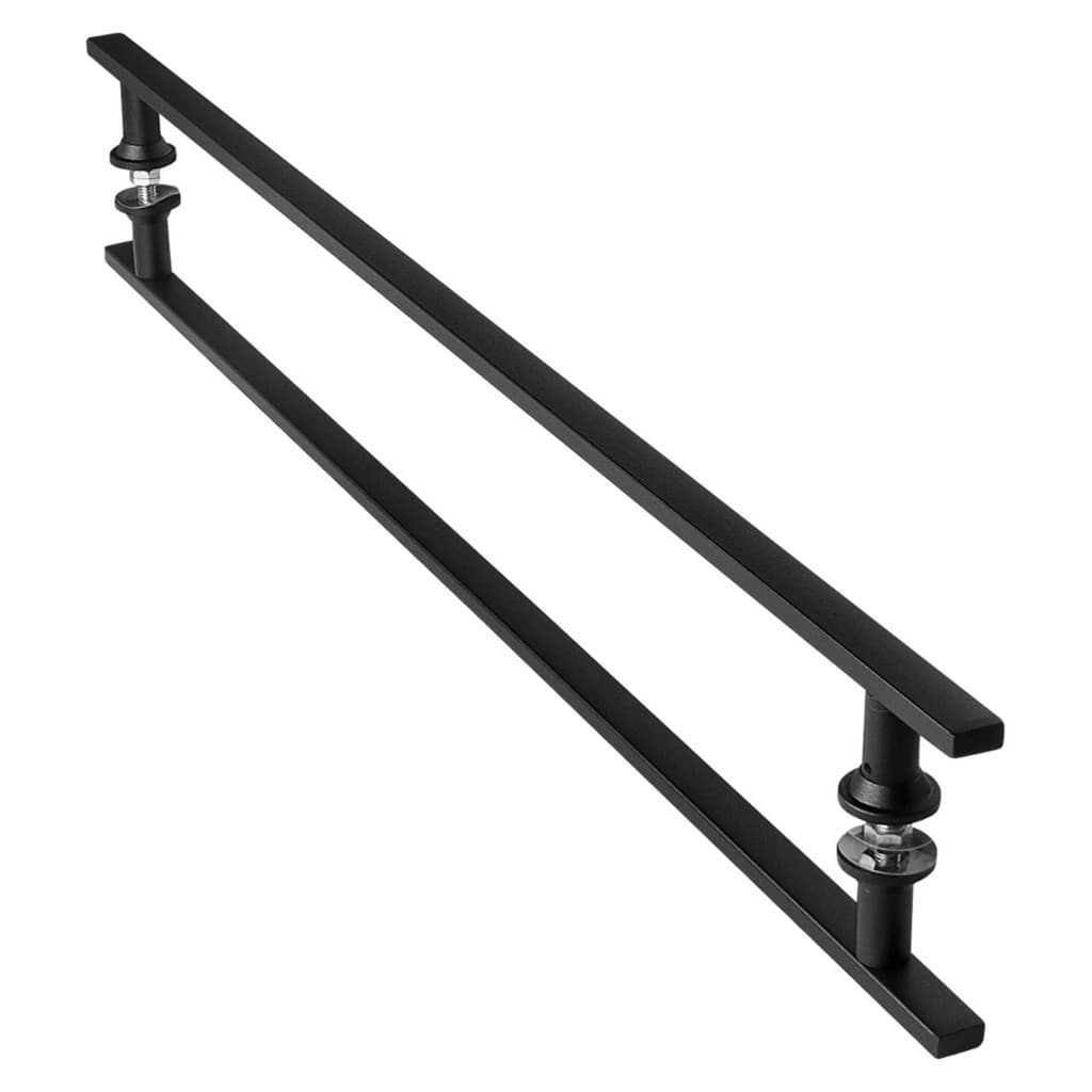 Puxador Porta De Madeira Pivotante Inox Preto 1 Metro M.s