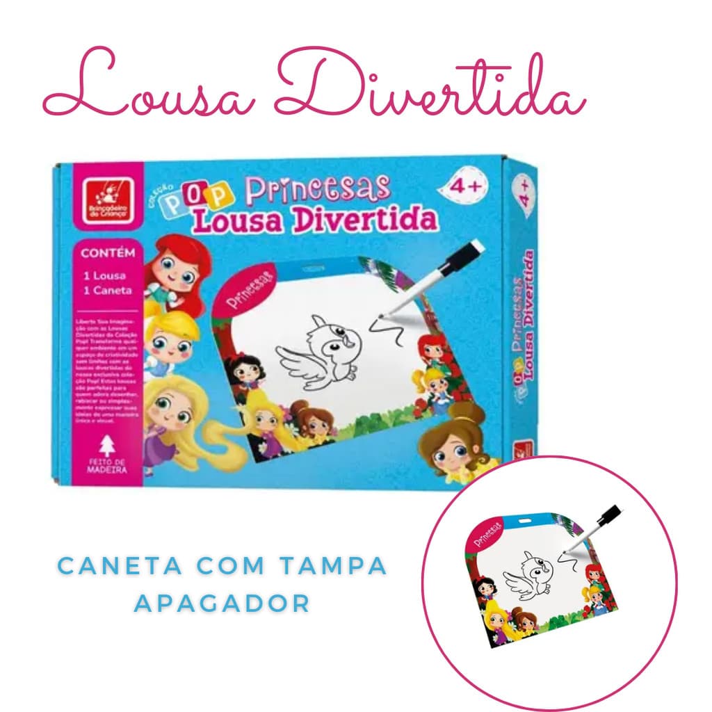 Lousa Divertida Princesa Lousa Mágica Com Caneta Apagador Brincadeira de Criança