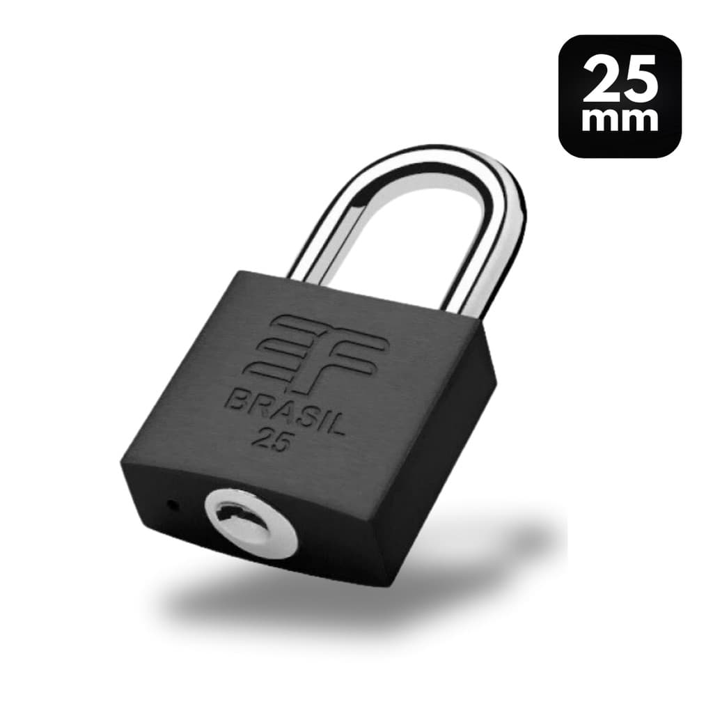 Cadeado Pequeno Reforçado 25mm Preto Fosco 2 Chaves 3F Zamac Segurança Bolsas Armários Mala