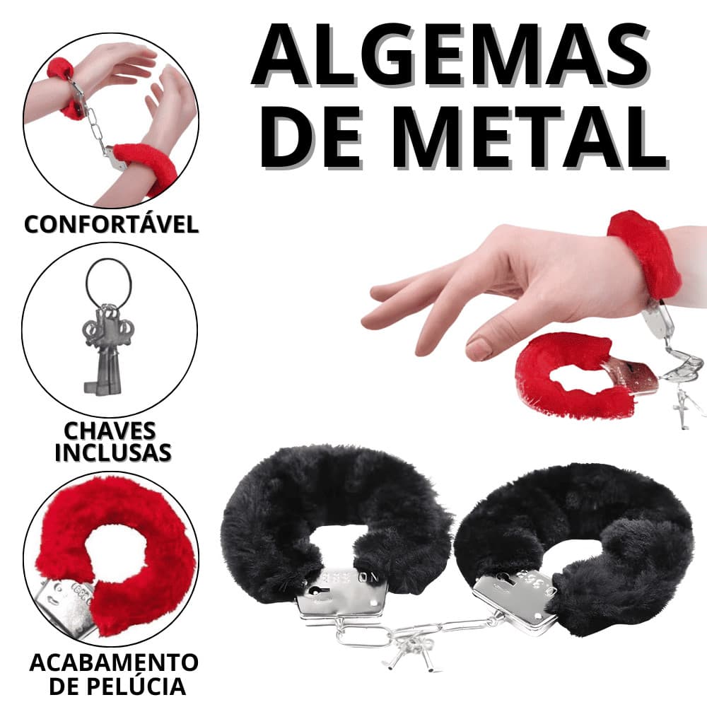 Algema De Brinquedo Algemas De Pelúcia Fantasia Carnaval Feminina Adulta  Acessórios Metal Adulto
