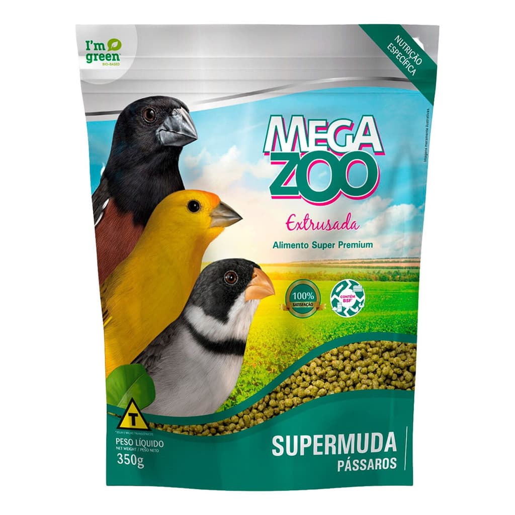 Ração Megazoo Pássaro Supermuda 350g Super Premium Alimento Completo Nutrição Balanceada