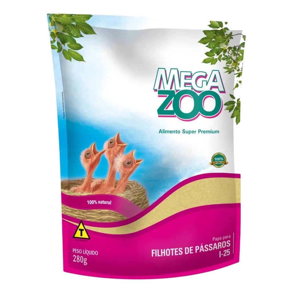 Ração Megazoo Papa Filhotes de Pássaros 280g I25 Super Premium Para Aves Alimento Completo