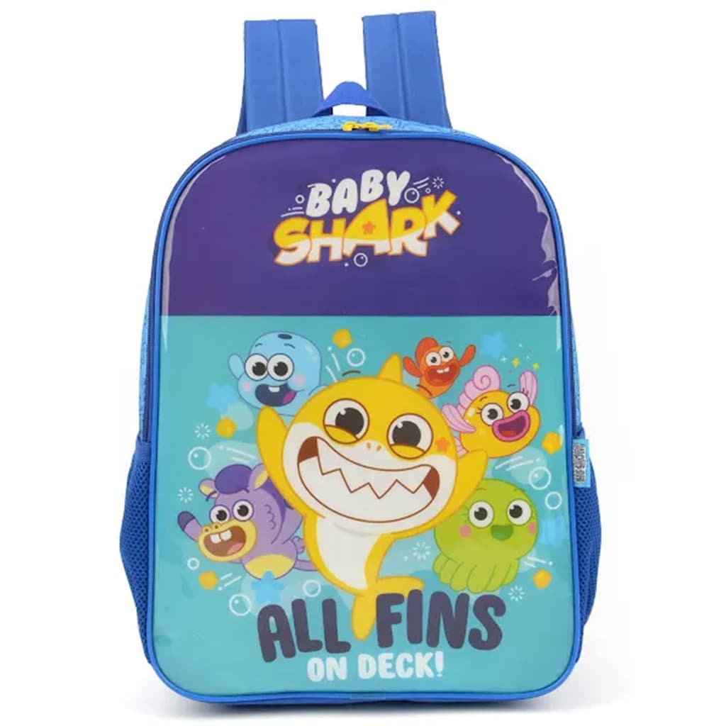 Mochila Escolar Meninos Tubarão Baby Shark Desenho Infantil Escola Creche Grande Reforçada Costas