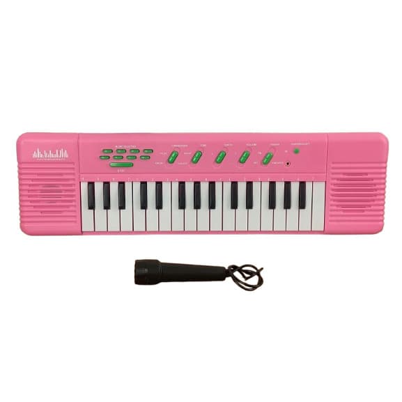 Teclado Piano Preto Musical Infantil Eletrônico 32 Teclas Com Microfone Para Criança